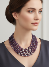 Load image into Gallery viewer, Amethyst Statement Necklace - Accurate Multi-Strand Design
