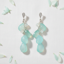 Load image into Gallery viewer, Aqua Chalcedony Cluster Earrings Flat Lay
