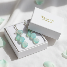 Load image into Gallery viewer, Aqua Chalcedony Cluster Earrings Gift Box
