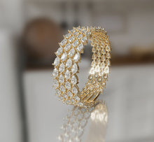 Load image into Gallery viewer, Pear Shape Diamond Statement Cluster Bangle
