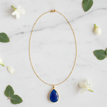 Load image into Gallery viewer, Sapphire Pendant Necklace on Vermeil Chain - minadjewelry
