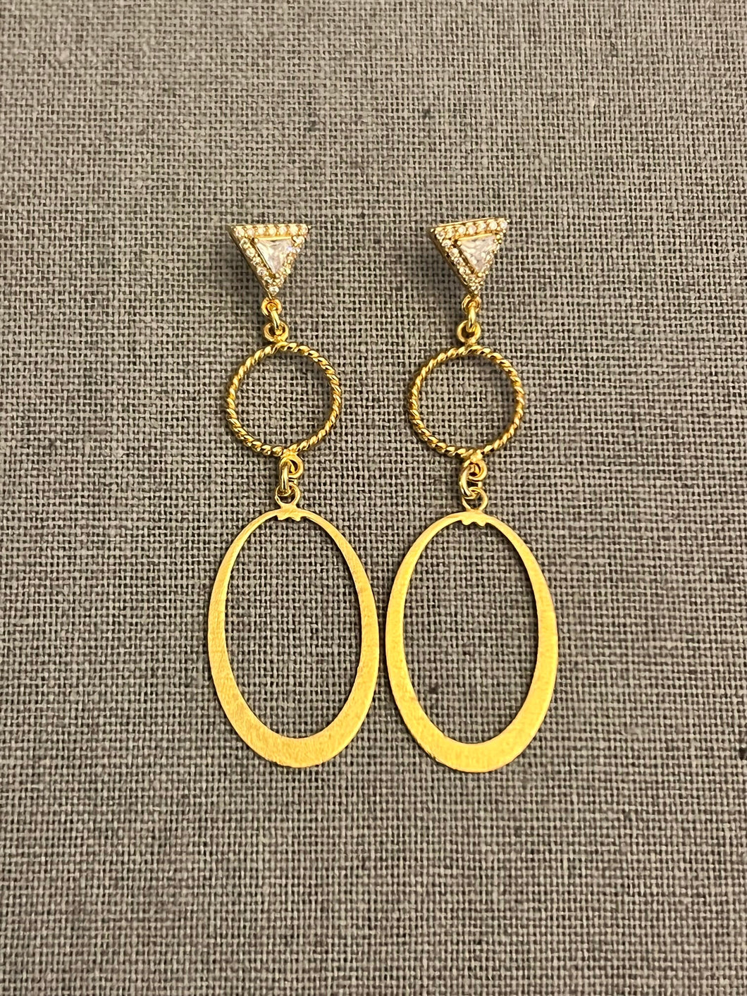 Chains of Love CZ Triangle Dangle Earrings