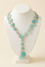 Load image into Gallery viewer, Chalcedony vermeil lariat on a white bust
