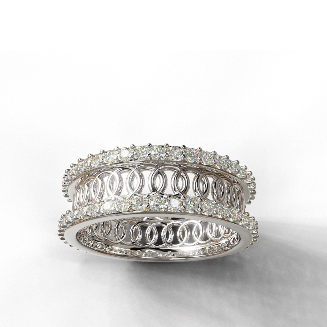 circular design diamond double eternity band