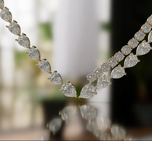 Load image into Gallery viewer, Pear Shape and Round Diamond Double Row Tennis Necklace

