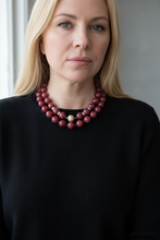 Load image into Gallery viewer, Cranberry agate necklace doubled with different sweater
