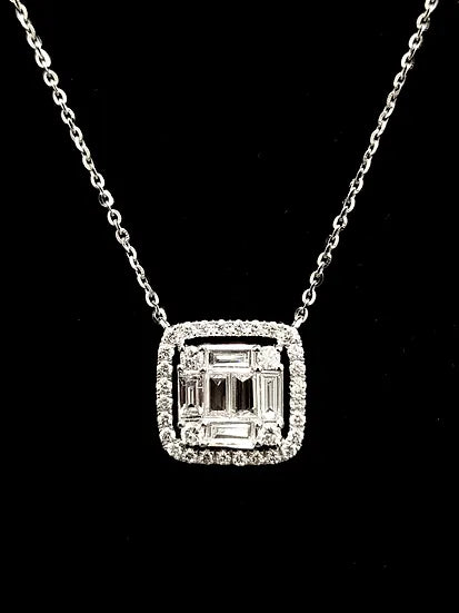 cushion shape diamond pendant necklace