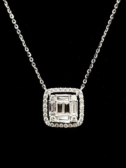 Cushion Shape Diamond Pendant Necklace
