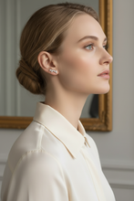 Load image into Gallery viewer, Diamond Crawler Earrings on Model - Alternative Angle
