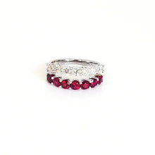 Load image into Gallery viewer, diamond and ruby split shank diamond ring
