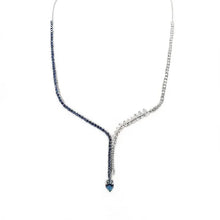 Load image into Gallery viewer, diamond and saphire diamond necklace with pear shape drops
