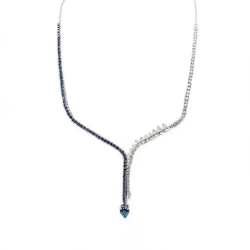 diamond and saphire diamond necklace with pear shape drops