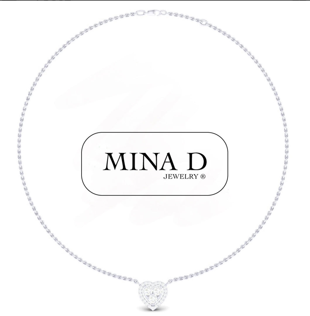 diamond halo hear shape pendant necklace