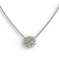 Load image into Gallery viewer, diamond halo pendant neckace by mina d 
