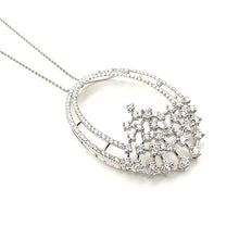 Load image into Gallery viewer, diamond cluster pendant necklace in oval shape by mina d
