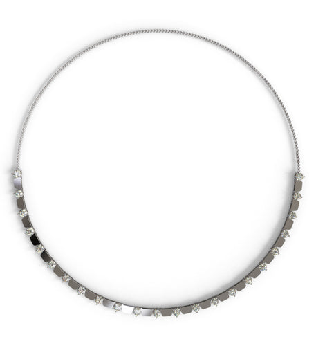 diamond necklace with stone mirror finish center