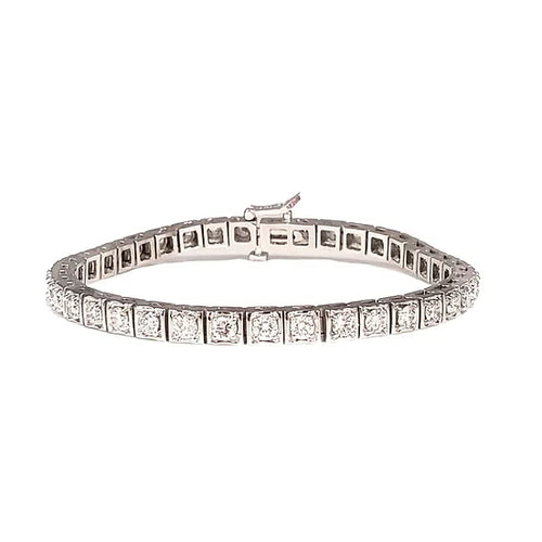 diamond tennis bracelet square shape setting