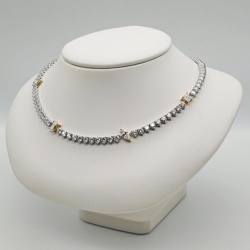 diamond tennis necklace with fancy shape diamonds by mina d 