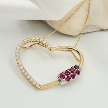 Load image into Gallery viewer, Two Tone Ruby &amp; Diamond Heart Pendant Necklace
