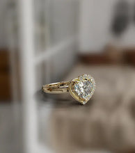 Load image into Gallery viewer, Diamond Heart Shape Ring with Half Halo
