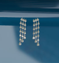 Load image into Gallery viewer, Three Row Diamond Pear Shape Statement Earrings
