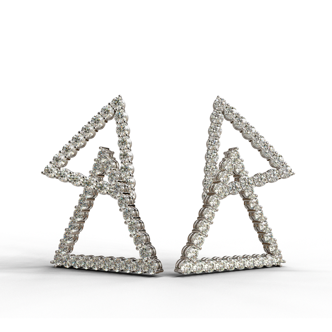 double drop triangle diamond earrings