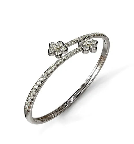 double flower diamond bangle bracelet