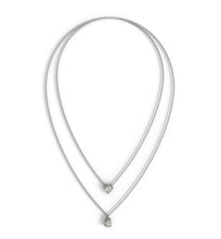 Load image into Gallery viewer, double row diamond pendant necklace with pear shape and heart shape diamond center 
