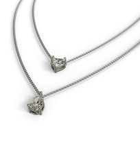Load image into Gallery viewer, double row diamond pendant necklace with pear shape and heart shape diamond center 
