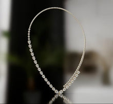 Load image into Gallery viewer, Pear Shape and Round Diamond Double Row Tennis Necklace
