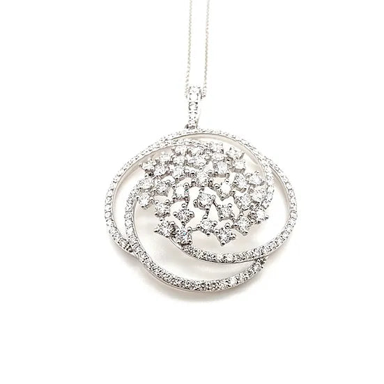 Round Cluster Diamond Pendant Necklace