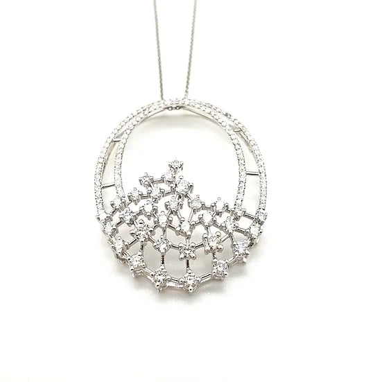 Oval Shape Diamond Cluster Pendant