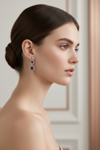 Load image into Gallery viewer, Amethyst and CZ Round and Briolle Dangling Earrings - minadjewelry
