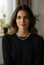 Load image into Gallery viewer, Diamond Tennis Necklace with Tapered Three Prongs
