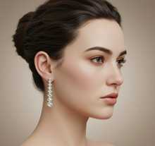Load image into Gallery viewer, Emerald Cut Diamond Line Long Earrings - Different Model
