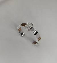 Load image into Gallery viewer, Watch Style Diamond Cuff Bracelet with 3 carat Emerald Diamond Center
