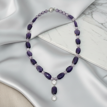 Load image into Gallery viewer, Enhanced Amethyst &amp; Clear Quartz Necklace
