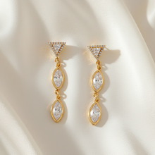Load image into Gallery viewer, Enhanced gold dangle earrings
