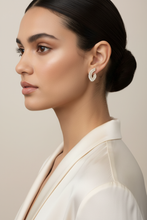 Load image into Gallery viewer, Feather Arc Curved Diamond Earrings Editorial - Refined Scale
