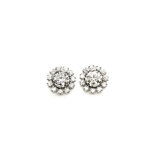 floral design diamond stud earrings