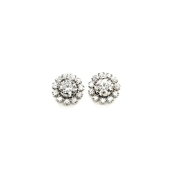 floral design diamond stud earrings