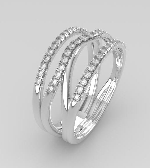 Four Row Fancy Diamond Ring