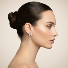 Load image into Gallery viewer, Geometric Double Triangle Diamond Hoop Earrings - Delicate Size
