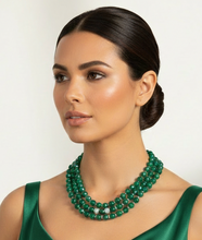 Load image into Gallery viewer, Green Agate Three Row Necklace
