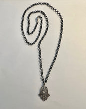 Load image into Gallery viewer, Black Hamsa Pendant Necklace
