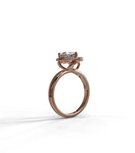 Load image into Gallery viewer, Diamond Heart Shape Center Ring with Crown and Half Halo
