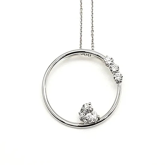 Heart Shape Diamond Circle Pendant Necklace