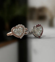 Load image into Gallery viewer, Diamond Heart Shape Center Ring with Crown and Half Halo
