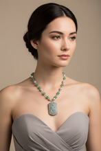 Load image into Gallery viewer, Jade dragon necklace model corrected length
