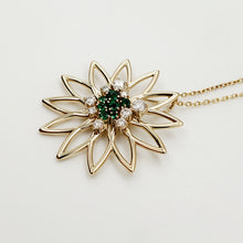 Load image into Gallery viewer, Lotus Flower Emerald and Diamond Pendant
